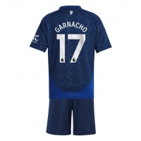 Camiseta Manchester United Alejandro Garnacho #17 Segunda Equipación Replica 2024-25 para niños mangas cortas (+ Pantalones cortos)